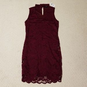 Burgundy Lace Fitted Dress